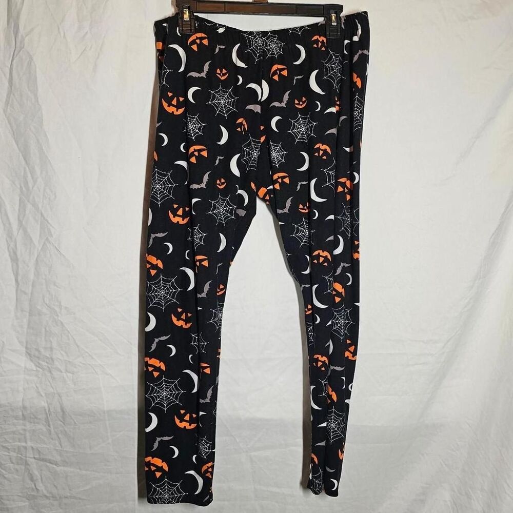 halloween spiderweb jack o lantern black leggings